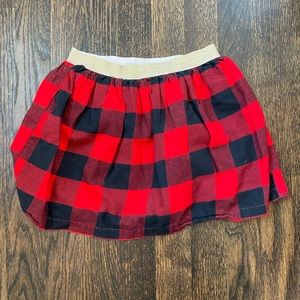 Kids Buffalo Plaid Skirt with Gold Detail